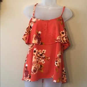 Bobeau | Floral Printed Coral Tank